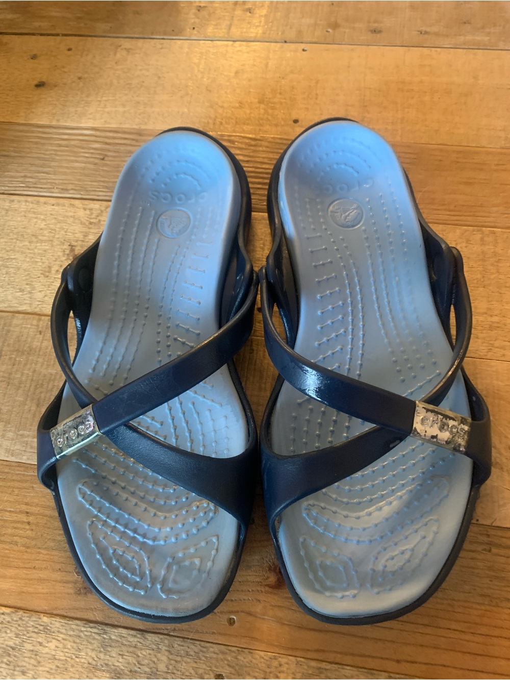 CROCS Women's Navy Blue Adara sandal with massaging footbed